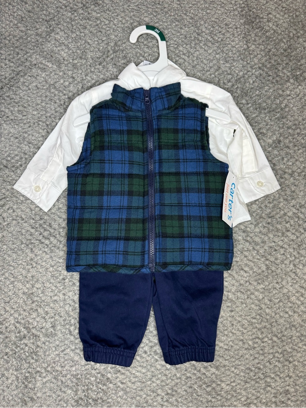 Carter’s Baby Boys 3pc Outfit - Top, Vest, & Pants - Blue Size 3 Months NWT